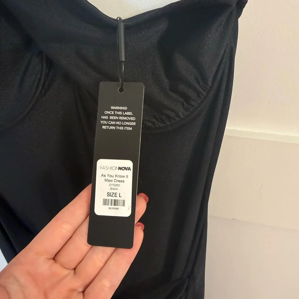 Fashion Nova As You Know It Dress - Black Asymmetrical Mermaid Gown - Picture 5 of 6